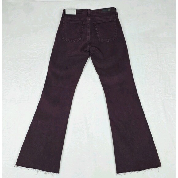 AG Farrah Boot Crop Jeans 26 High Rise Wine Purple Denim Raw Hem Flare - Picture 6 of 14